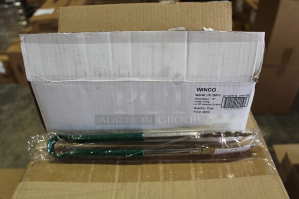 NEW IN BOX! 12 Winco Commercial 12 Inch Utility Tongs. 12X Your Bid! 