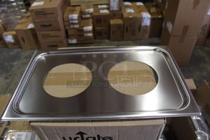 NEW IN BOX! 4 Vollrath 19190 Commercial Stainless Steel Adaptor Plates With Two 6 3/8" Inset Holes. 21x13x.25 4X Your Bid! 