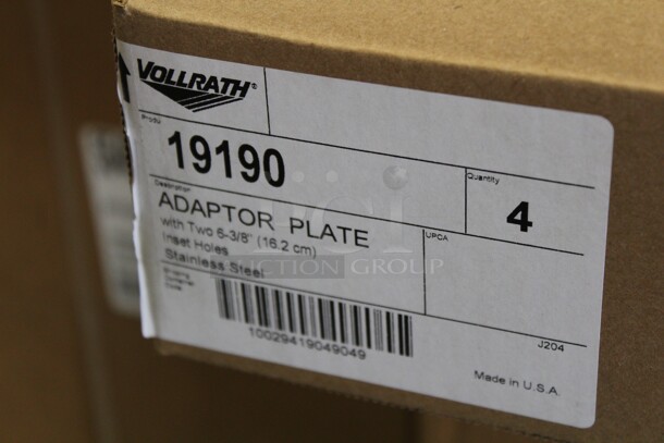 NEW IN BOX! 4 Vollrath 19190 Commercial Stainless Steel Adaptor Plates With Two 6 3/8" Inset Holes. 21x13x.25 4X Your Bid!  - Image 2 of 3