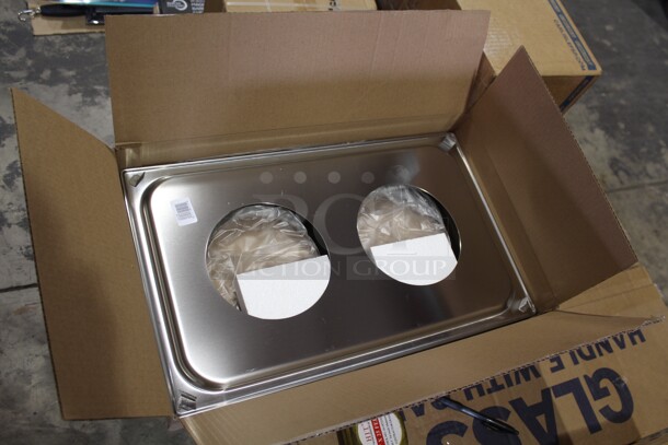 NEW IN BOX! 4 Vollrath 19190 Commercial Stainless Steel Adaptor Plates With Two 6 3/8" Inset Holes. 21x13x.25 4X Your Bid!  - Image 3 of 3