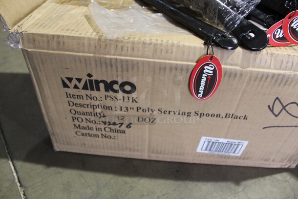 ALL ONE MONEY! 12 Dozen Winco 13 Inch Black Plastic Serving Spoons.  - Image 2 of 2