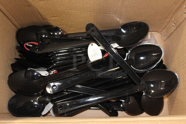 ALL ONE MONEY! Winco 13 Inch Black Plastic Serving Spoons. 