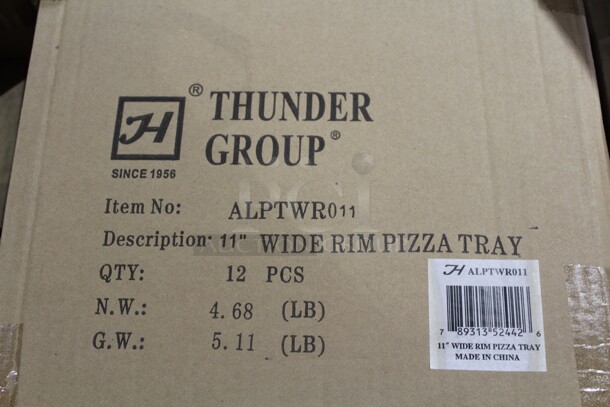 NEW IN BOX! 2 Boxes (12 Each) Thunder Group Commercial 11" Wide Rim Pizza Trays. 24X Your Bid!  - Image 2 of 2