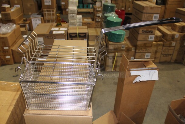 NEW! 6 Commercial Stainless Steel Fryer Baskets And 4 Commercial Stainless Steel Racks. Baskets (22x5.5), Racks (15.5x9.25x7.25). 10X Your Bid!  - Image 2 of 4