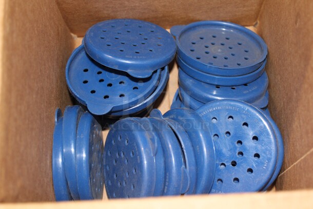 NEW! Plastic Shaker Lids. 59 Total. 27 Blue And 32 Pink. 4x3.25x.25. 2X Your Bid!  - Image 3 of 3