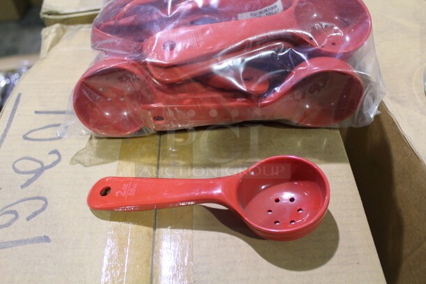 NEW! 24 Commercial Plastic 2 Ounce Perforated Portion/Measuring Spoons. 7x2.5x1.5. 24X Your Bid! 