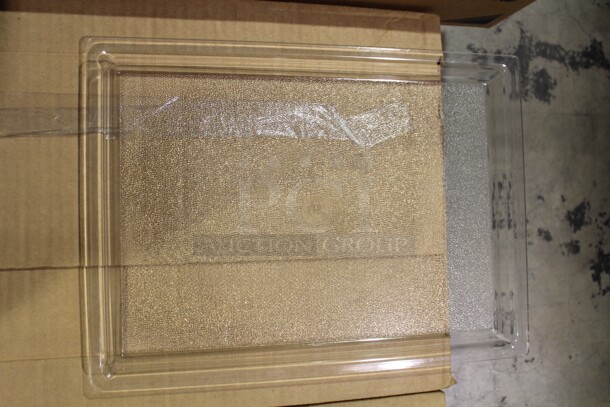 NEW IN BOX! 7 Cal-Mil 335-10-12 Commercial Clear Plastic Shallow Bakery Tray. 14.75x11x1.25. 7X Your Bid!
