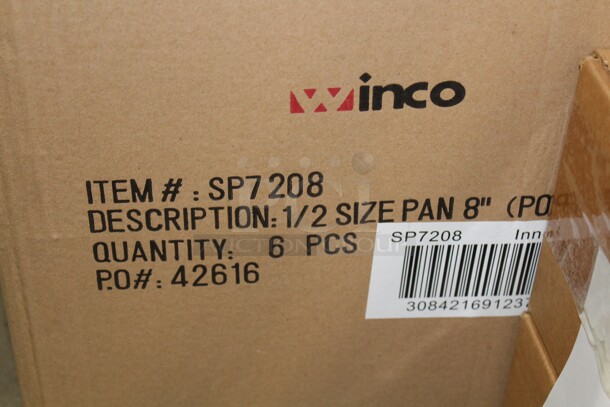 NEW IN BOX! 6 Winco SP7208 Commercial Plastic Half Size Insert/Pan. 12.5x10.25x7.25. 6X Your Bid!  - Image 2 of 2