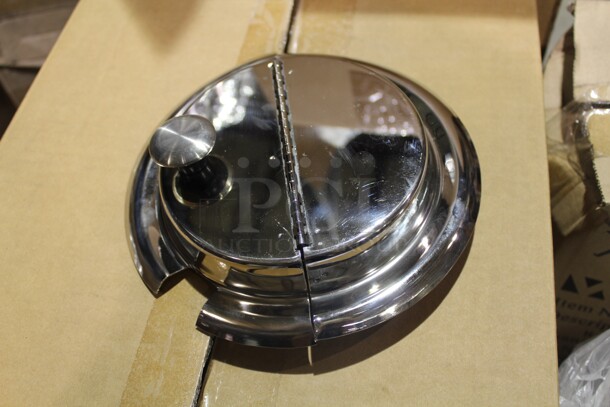 NEW! 20 Commercial Stainless Steel Soup/Chili Insert Covers With Ladle Cutout. 8x8x1.75 20X Your Bid!  - Image 1 of 2
