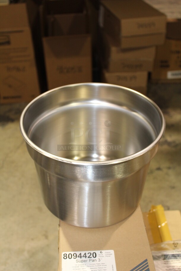 NEW IN BOX! 6 Vollrath Commercial Stainless Steel 78204 Round Insert. 11x11x8. 6X Your Bid! 