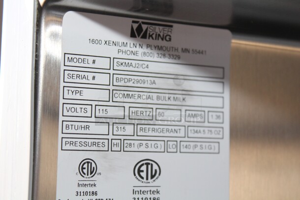 BRAND NEW! Silver King Model SKMAJ2/C4 Commercial Stainless Steel Refrigerated Bulk Milk Dispenser. 26.5x17x39. 115V/60Hz.  - Image 4 of 7