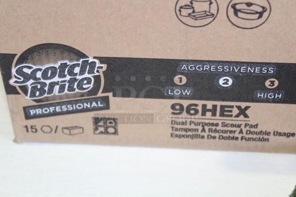 NEW IN BOX! 5 Boxes (15 Each) Scotch Brite 96HEX Scouring Pads. 5X Your Bid!   - Image 2 of 2