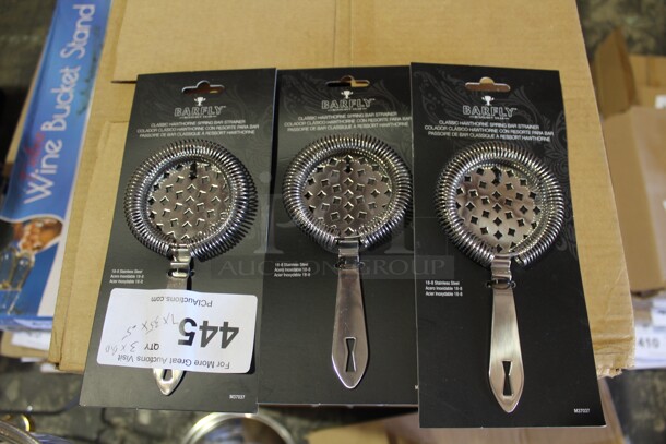 NEW! 3 Barfly Spring Bar Strainers. 7x3.5x.5. 3X Your Bid!  