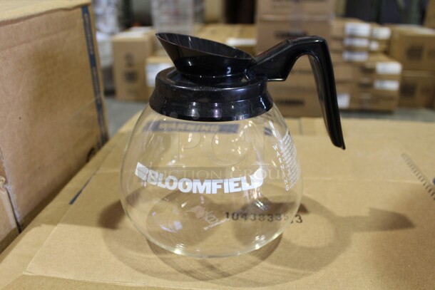 NEW! 12 Bloomfield Glass Coffee Pots. 8x5.5x6.5  12X Your Bid! 
