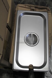 NEW! 12 Browne Commercial Stainless Steel 1/3 Size Pan/Insert Cover With Notch. 12.5x7x.5. 12X Your Bid!