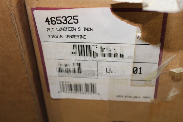 NEW IN BOX! 12 Homer Laughlin Fiesta Tangerine 9 Inch Plates. 9x9x1. 12X Your Bid! - Image 2 of 2