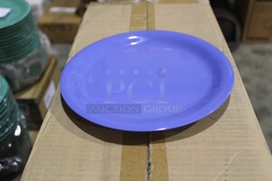 NEW IN BOX! 12 Thunder Group Blue Melamine 9" Plates. 12X Your Bid!