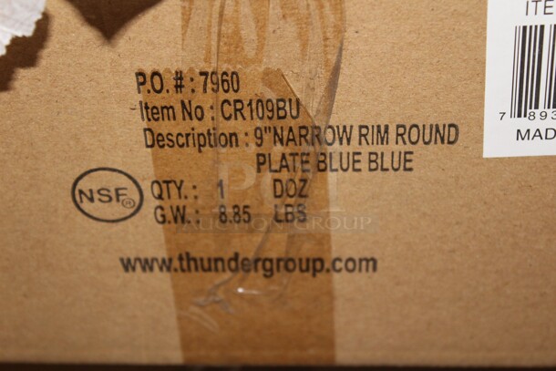 NEW IN BOX! 12 Thunder Group Blue Melamine 9" Plates. 12X Your Bid! - Image 2 of 2
