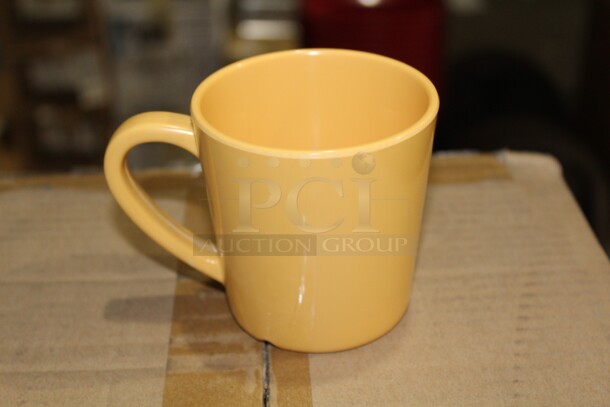 NEW IN BOX! 12 Thunder Group Yellow Melamine Coffee Mugs. 4.5x3x3 12X Your Bid!