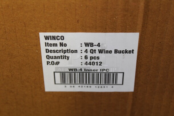 NEW! 7 Winco Commercial Stainless Steel 4 Quart Wine Buckets. 8.5x8.5x8. 7X Your Bid! - Image 2 of 2