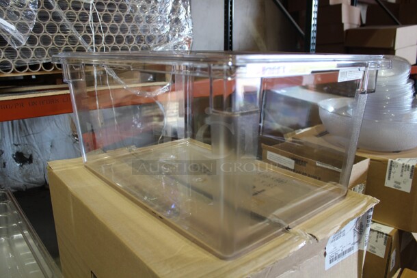 NEW IN BOX! 4 Cambro Camwear Clear Plastic Food Boxes. 26x18x12. 4X Your Bid!