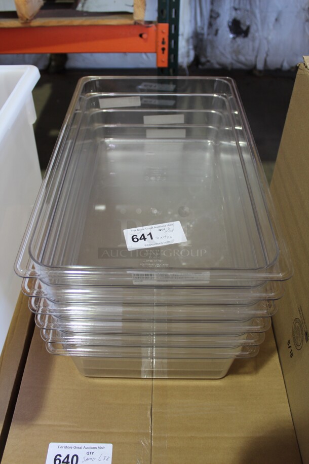 NEW IN BOX! 6 Cambro Camwear Clear Plastic Food Boxes. 21X13X6. 6X Your Bid!