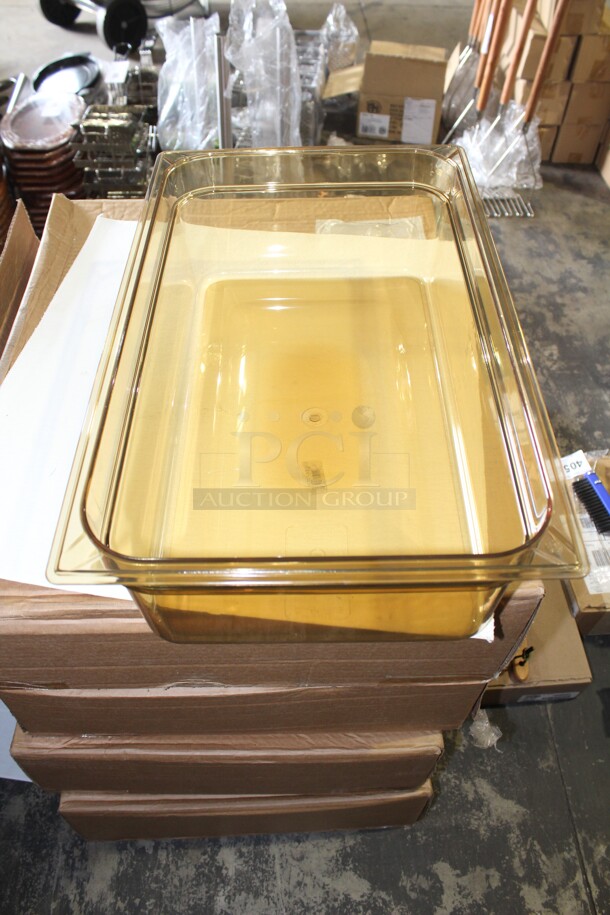 NEW IN BOX! 6 Carlisle Commercial Amber Plastic Full Size Food Pans. 20.5x12.5x6. 6X Your Bid! - Image 2 of 3