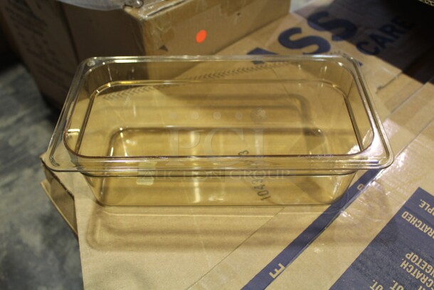 NEW IN BOX! 6 Carlisle Commercial Amber Plastic 1/3 Size Food Pan/Inserts. 12.5x7x4. 6X Your Bid!