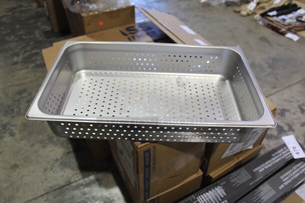 NEW IN BOX! 6 Browne Commercial Stainless Steel Perforated Full Size Steam Table Pan/Insert. 21x13x4. 6X Your Bid!