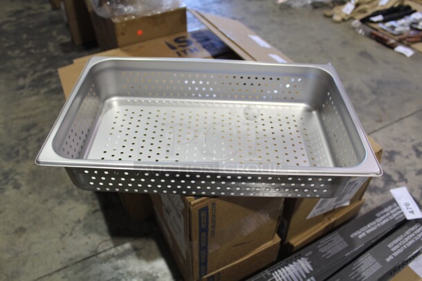 NEW IN BOX! 6 Browne Commercial Stainless Steel Perforated Full Size Steam Table Pan/Insert. 21x13x4. 6X Your Bid! - Image 1 of 3