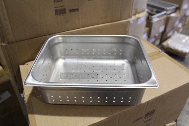 NEW! 6 Browne Commercial Stainless Steel Half Size Perforated Pan/Inserts. 12.5x10.5x4. 6X Your Bid!