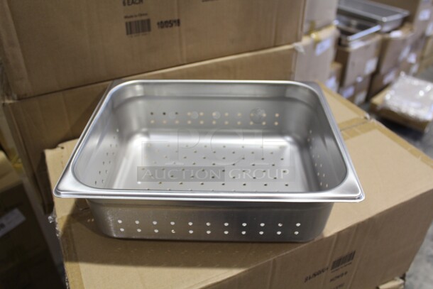 NEW! 6 Browne Commercial Stainless Steel Half Size Perforated Pan/Inserts. 12.5x10.5x4. 6X Your Bid! - Image 1 of 2