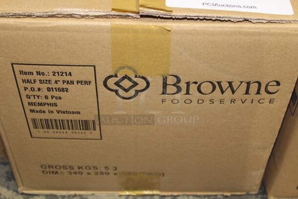 NEW! 6 Browne Commercial Stainless Steel Half Size Perforated Pan/Inserts. 12.5x10.5x4. 6X Your Bid! - Image 2 of 2