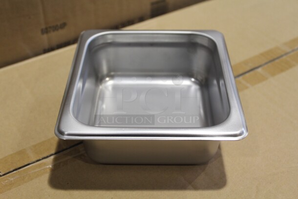 NEW IN BOX! 12 Browne Commercial Stainless Steel 1/6 Size Pan/Inserts. 6.5x7x2.5. 12X Your Bid!