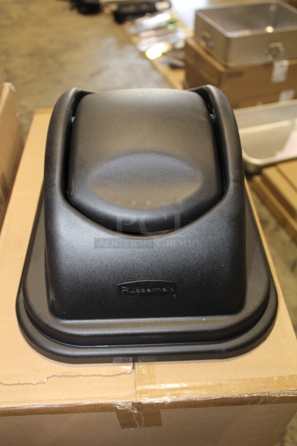 NEW IN BOX! 6 Rubbermaid 3067-00 Untouchable Trash Can Tops. 11.5x15.5x8. 6X Your Bid!