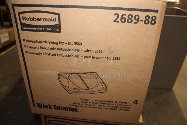 NEW IN BOX! 4 Rubbermail 2689-88 Untouchable Swing Top Trash Can Tops. 15x15x5. 4X Your Bid! - Image 2 of 2