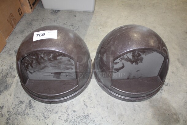 NEW! 2 Commercial Round Trash Can Tops. 15x15x10. 2X Your Bid!
