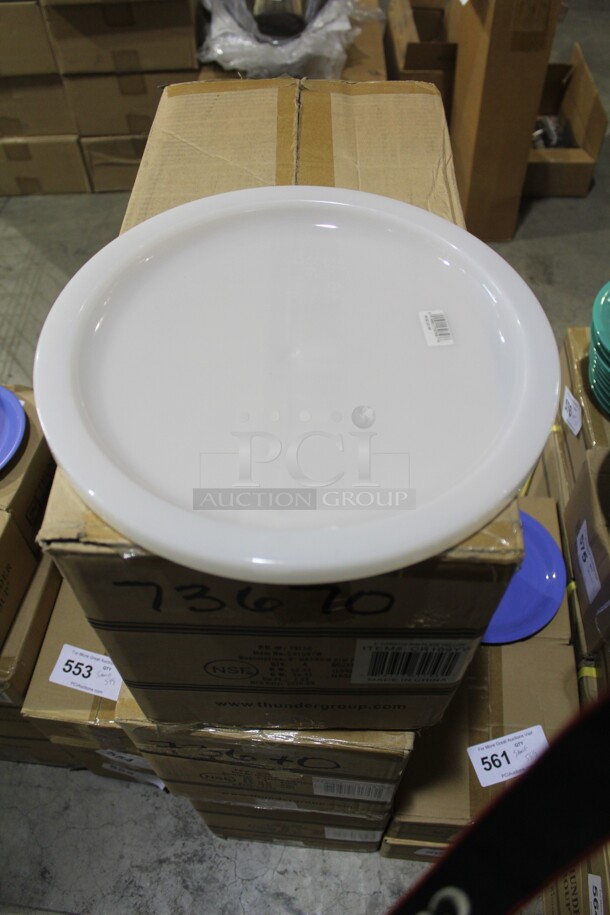 NEW IN BOX! 6 Cambro Commercial Plastic Lids for 12/18/22 Quart Food Containers. 12.5x12.5x1. 6X Your Bid! 