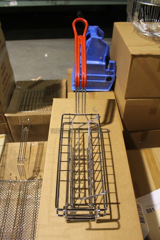 NEW! 6 Custom Commercial Stainless Steel Chicken Fryer Baskets. 10x5.25x2.5. 6X Your Bid! 