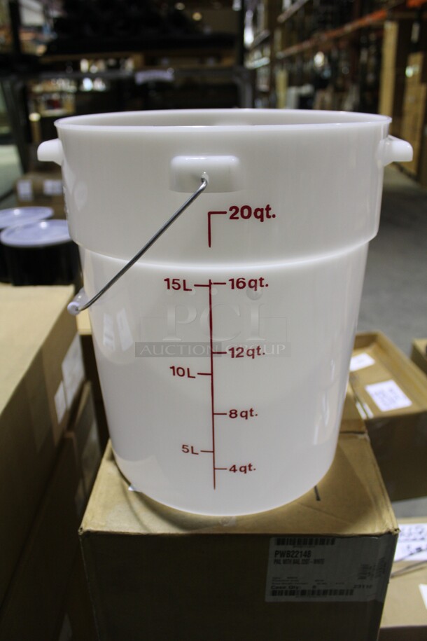 NEW! 6 Cambro Commercial 20 Quart Measuring Bucket. 12x12x14.5. 6X Your Bid!