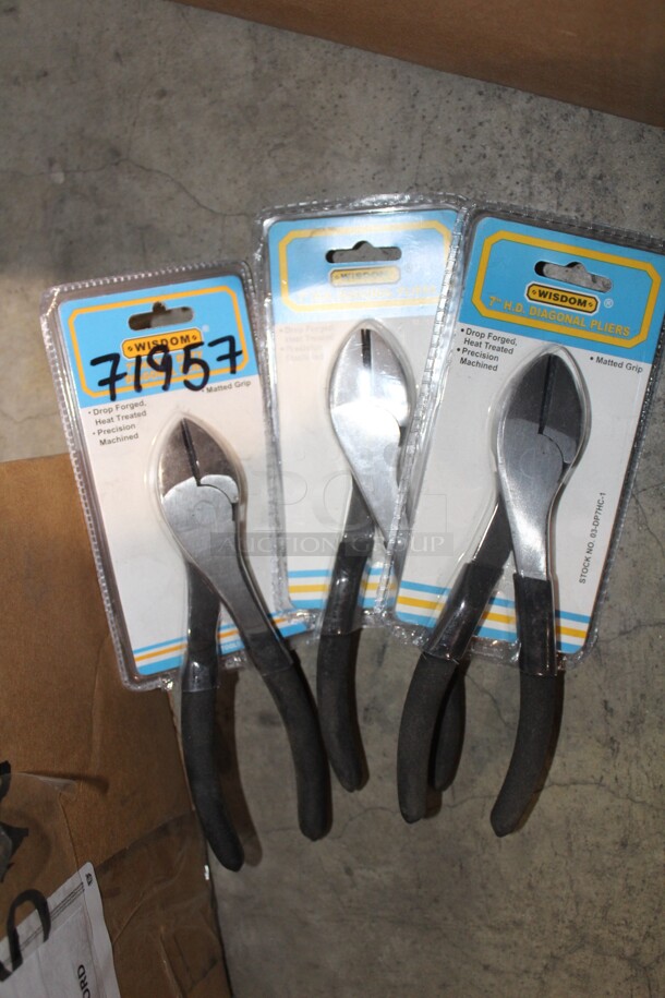NEW! 3 Wisdom 7" H.D. Diagonal Pliers. 3X Your Bid!  - Image 1 of 1