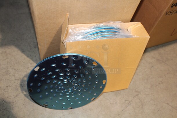 NEW IN BOX! 12 Alfa Commercial Stainless Steel Grater Plates For Meat/Cheese Slicer. 9x9x.25. 12X Your Bid!
