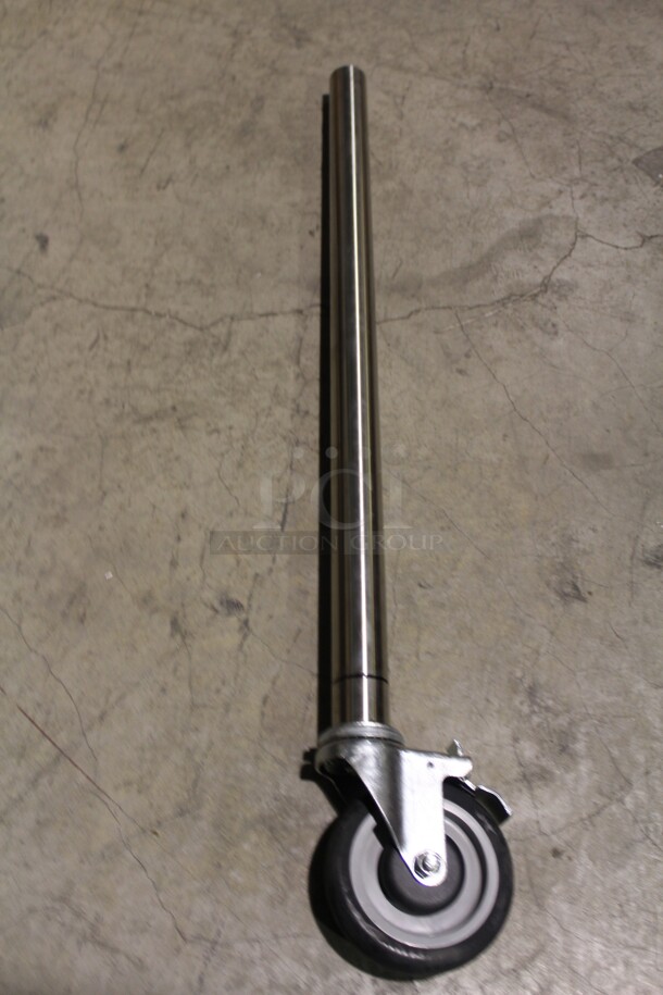 NEW! 4 Commercial Stainless Steel Legs With Casters. 5.5x1.5x34.5. 4X Your Bid! 