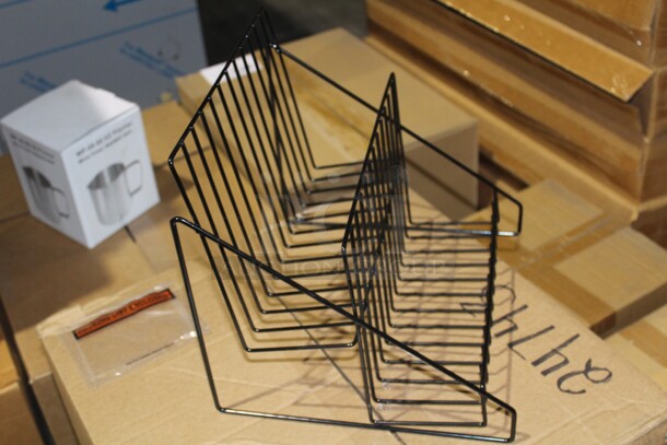 NEW IN BOX! 4 Black Wire Racks. 12x11x11. 4X Your Bid!  - Image 1 of 2