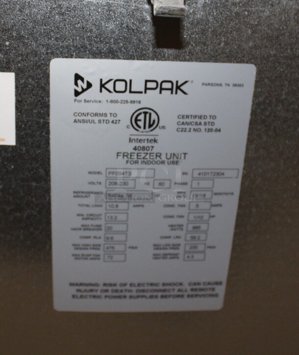 BRAND NEW! Kolpak Model PF094T3 Commercial Stainless Steel Indoor Use Freezer Unit Condenser For SELF CONTAINED Walk Ins. 53x33x19. 208-230V. 60Hz. 1 Phase.  - Image 5 of 5