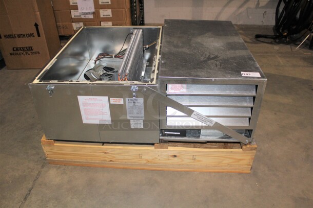 BRAND NEW! Kolpak Model PF144T3 Commercial Stainless Steel Indoor Use Freezer Unit Condenser For SELF CONTAINED Walk Ins. 53x42x19. 208-230V. 60Hz. 1 Phase.  - Image 1 of 6