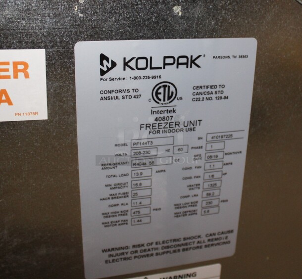 BRAND NEW! Kolpak Model PF144T3 Commercial Stainless Steel Indoor Use Freezer Unit Condenser For SELF CONTAINED Walk Ins. 53x42x19. 208-230V. 60Hz. 1 Phase.  - Image 5 of 6