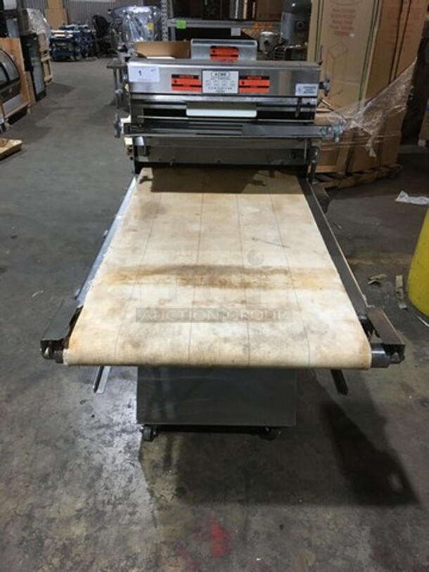 Acme Commercial Floor Style Heavy Duty Dough Sheeter! All Stainless Steel! Model 88 Serial 15139! 115V 1Phase! On Casters!