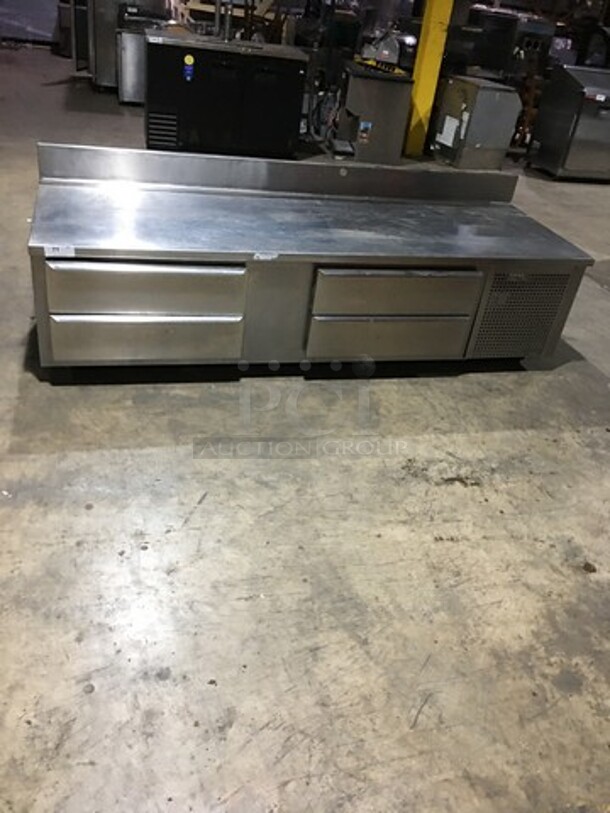 All Stainless Steel 4 Drawer Refrigerated Chef Base With Backsplash! 