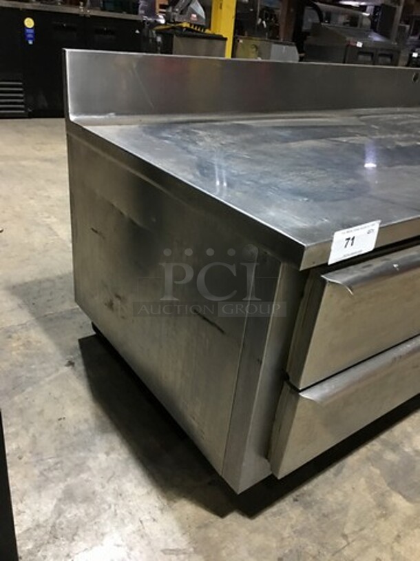 All Stainless Steel 4 Drawer Refrigerated Chef Base With Backsplash!  - Image 2 of 10
